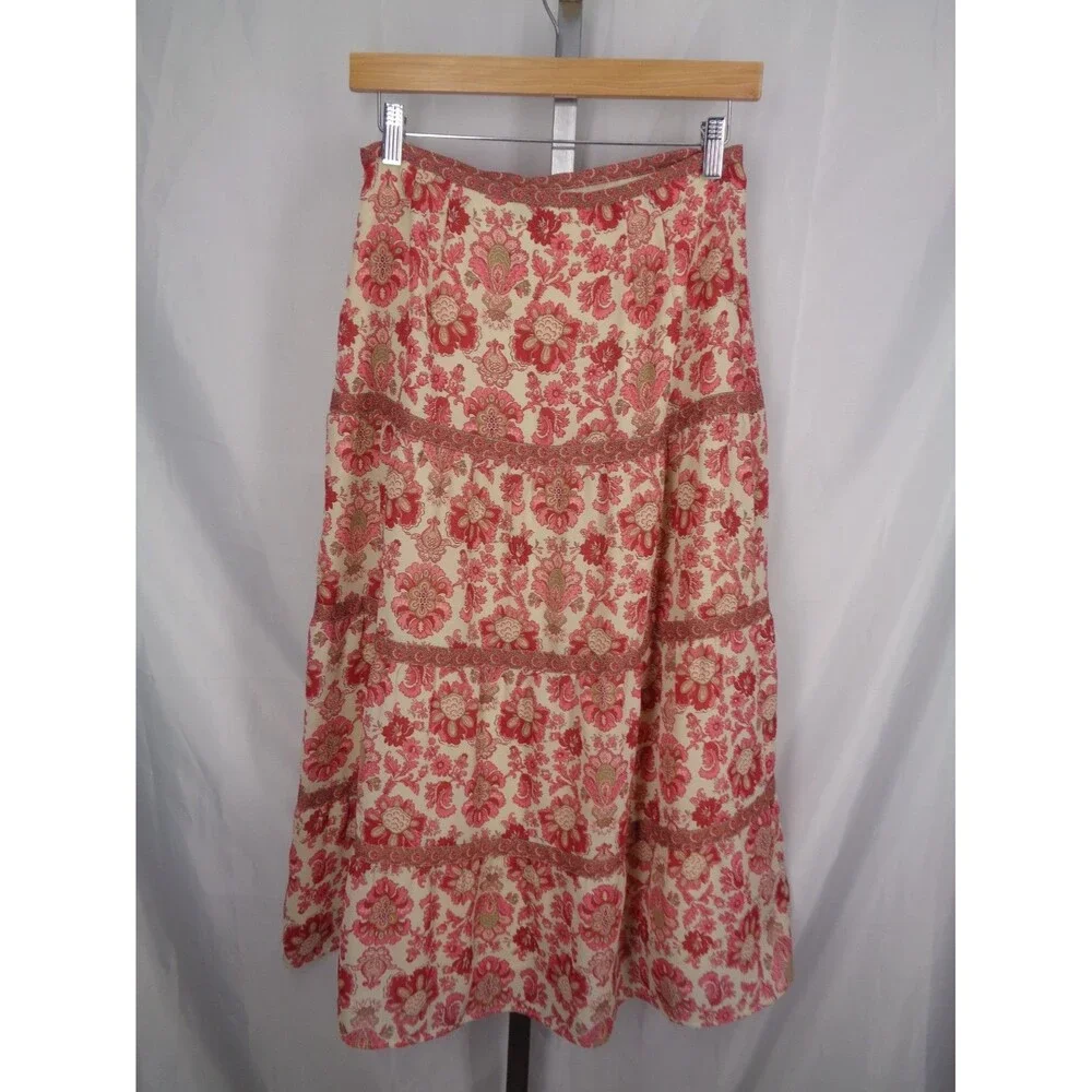 Ann Taylor Loft Vintage Chiffon Tiered Skirt Sz 4 Cottagecore Whimsical Romantic